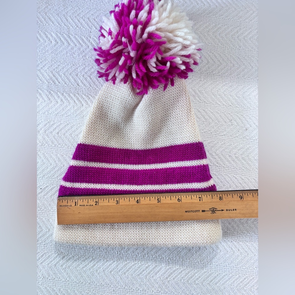 Kids Cream and Pink Pom-Pom Beanie - Picture 3 of 6